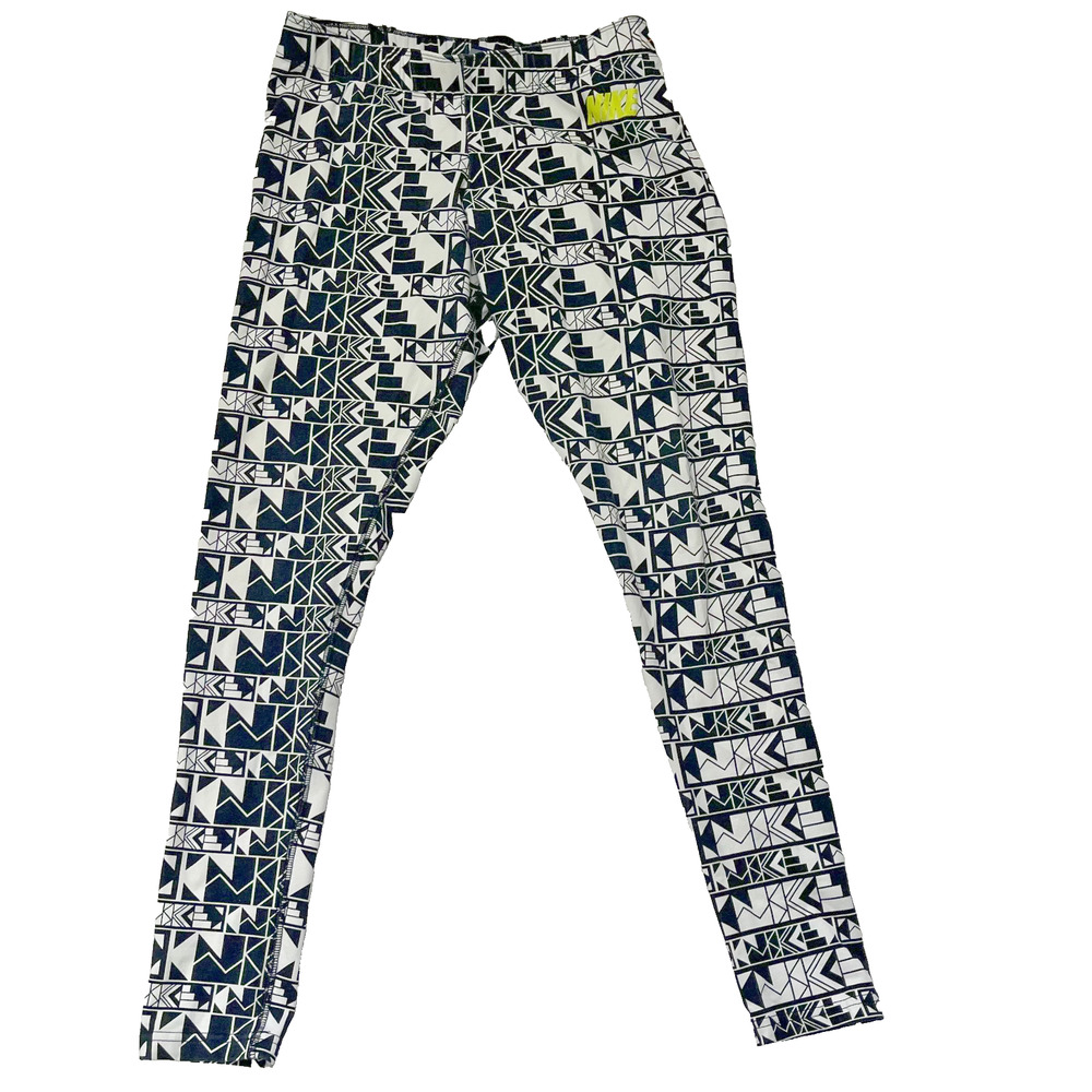 Nike Aztec Print Leggings Women Medium Black White Athletic